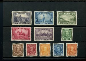 ?#217- 227 to $1.00 1935 issue mostly VF MLH, Cat$175 Canada mint