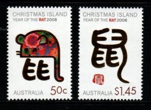 CHRISTMAS ISLAND SG632/3 2008 CHINESE NEW YEAR YEAR OF THE RAT (50C & $1.45) MNH