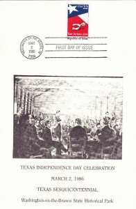 USPS FDC Ceremony Program #2294 C2 Texas Republic Independence 1986