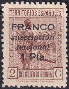 Spanish Guinea 1936 local Franco overprint MNG(*) natural paper crease