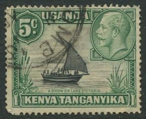 Kenya & Uganda - Scott 47a- KGV Definitive -1935 - FU -Type II - Single 5c Stamp