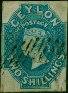 Ceylon 1859 2s Dull Blue SG12 Good Used Example Scarce