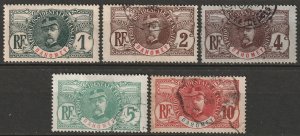 Dahomey 1906 Sc 17-21 set low values most used