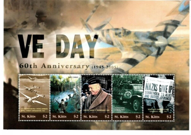 Saint Kitts 2005 - VE Day - Sheet of 5 Stamps - Scott #630 - MNH