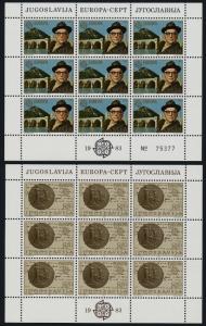 Yugoslavia 1626-7 sheets MNH Ivo Andric, Nobel Prize Winner, Medal, EUROPA