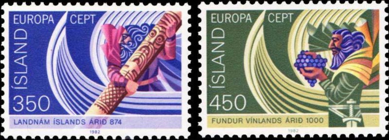 EDSROOM-20633 Iceland 554-555 MNH 1982 Complete 450 Yrs Discovery North America