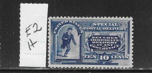 US #E2 1888 SPECIAL DELIVERY 10C (BLUE) UNWMK- PERF 12 - MINT HINGED