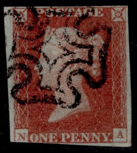 GB QV SG8, 1d red-brown BLACK MX PLATE 32, USED. Cat £60. NA