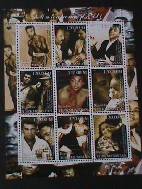 ​TURKMENISTAN-2001  MUHAMMED ALI-WORLD HEAVY WEIGHT BOXER-MNH-SHEET VF