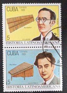 CUBA Sc# 3364-3365  LATIN AMERICAN HISTORY-MUSIC  1991 2x5c   used cto