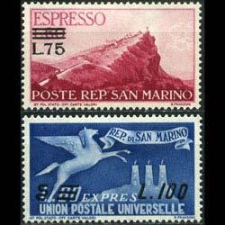 SAN MARINO 1957 - Scott# E24-5 Titano Surch. Set of 2 NH