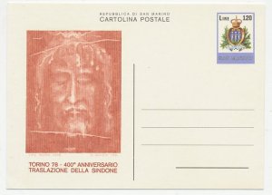 Postal stationery San Marino 1978 Shroud of Turin