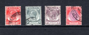 Malaya Straits Settlements SC #222,223,224,226   VF, Used, CV $3.35 .... 6090153