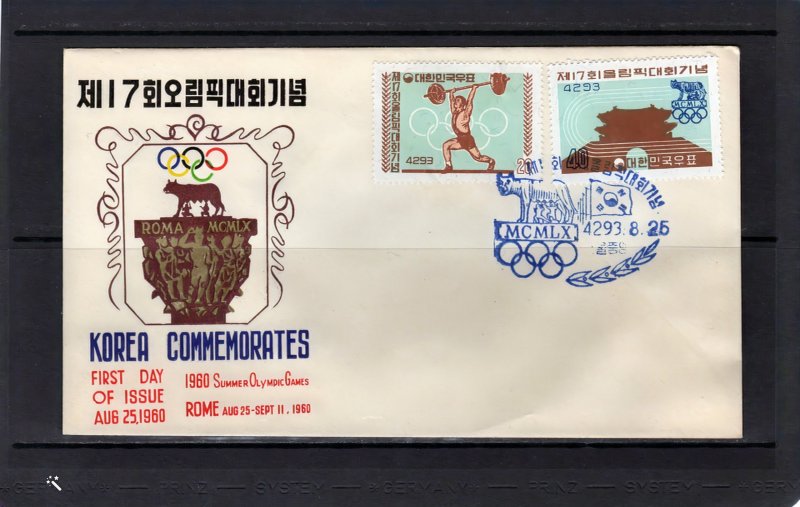 Korea 1960 Sc#309/310 ROME OLYMPIC GAMES 60 Set (2) F.D.C.