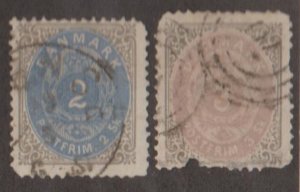 Denmark Scott #16-17 Stamp - Used Set