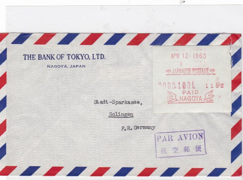 japan 1963 nagoya machine label airmail ref 10101