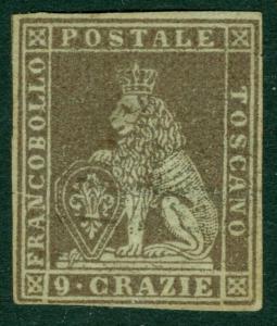 EDW1949SELL : ITALIAN STATES Tuscany 1851 Scott #9 Appears Mint Catalog $26,000