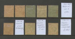 Cayman Islands 1921 KGV SG 60-67 set of 8 ( 3 shades of 5s) MH - Scarce