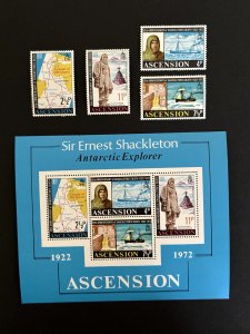 Ascension Island : 1972  50th Anniversary of Shackleton's Death, MNH set + M/S