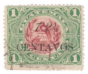 GUATEMALA 1916-17 SCOTT # 156. CANCELLED OVERPRINTED. # 1