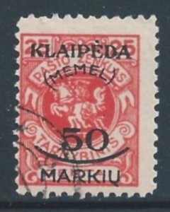 Memel #N9 Used 25c Unissued Lithuanian Official Ovptd. Memel & Surcharged