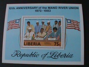 ​LIBERIA-1984-SC#986-10TH ANNIV:MANO RIVER UNION. S/S-MNH VERY FINE-LAST ONE