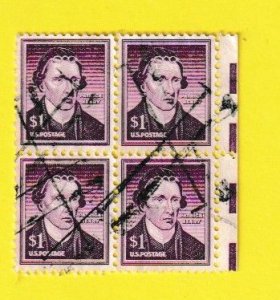 US SCOTT#1052 1955 $1 PATRICK HENRY BLOCK OF [4] - USED