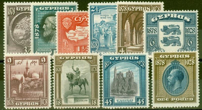 Cyprus 1928 set of 10 SG123-132 Fine & Fresh Lightly Mtd Mint