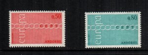 Andorra  205-206 MNH $20.00 french