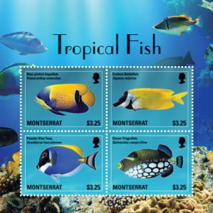 Montserrat  - 2014 TROPICAL FISH SHEET OF 4 STAMPS - MNH