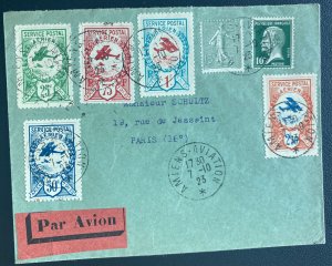 1923 Amiens France Airmail Cover to Paris Local Aviation Labels