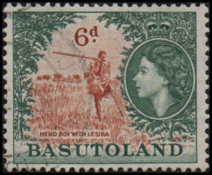 Basutoland 51- Used - 6p Herd Boy with Lesiba (1954) +