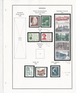 Sweden Collection 1980 to 1989 on 26 Pages, Mint NH Stamps