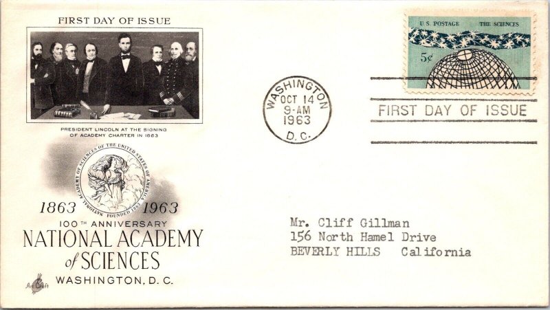 FDC 1963 SC #1237 Artcraft Cachet - Washington DC - Single - J874