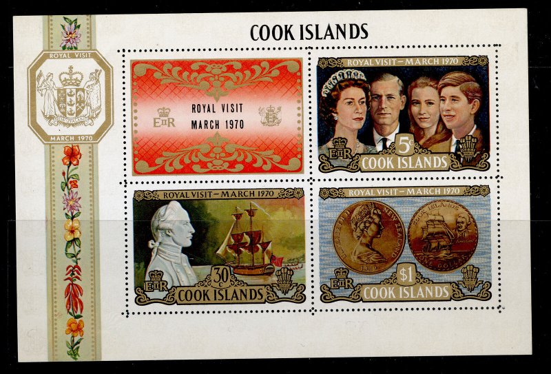 COOK ISLANDS QEII SG MS331, 1970 Royal Visit on New Zealand mini sheet, NH MINT. 