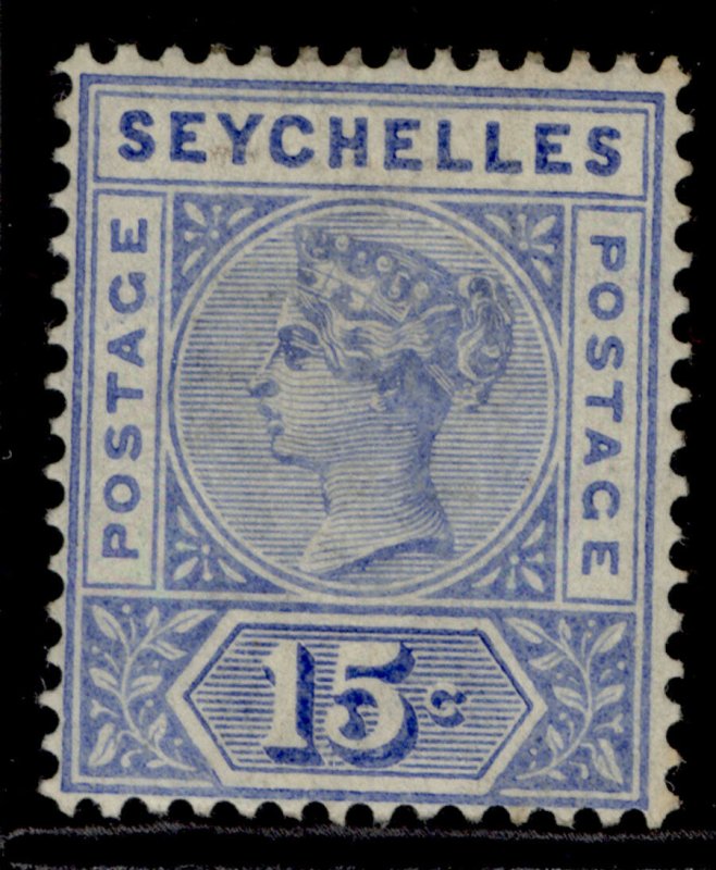 SEYCHELLES QV SG30, 15c ultramarine, M MINT. Cat £12.