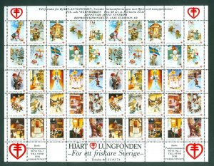 Sweden. Christmas Seal 1993/94 Mnh. Full Sheet Unfolded. Artist Jenny Nystrom