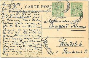 MONACO - POSTAL HISTORY - GUTTER PAIR on POSTCARD 1909