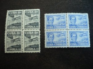 Stamps  - Cuba - Scott# C61-C62 - Mint Hinged Set of 2 Air Mail Stamps in Blocks