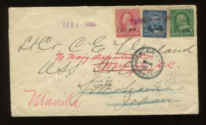 Guam 1900 Cover with 9 Transit Marks Mil Sta. 1 & 2, Hong Kong Yokohama & More