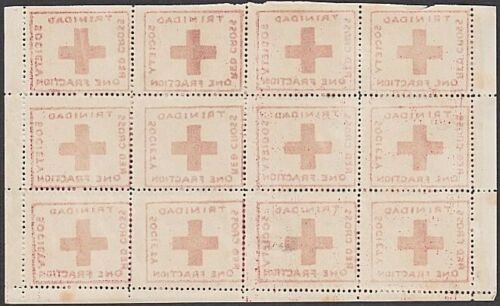 TRINIDAD 1914 Red Cross SG157 complete sheetlet of 12 mint..................W412 