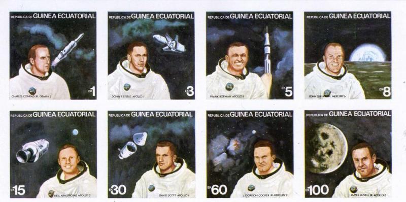 Equatorial Guinea SPACE Astronauts Glenn Armstrong Sheet Imperforated mnh.vf