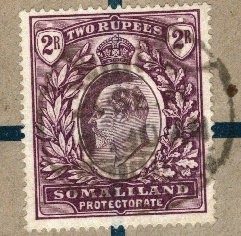 BRITISH SOMALILAND KEVII Cover 2R High Value Berbera Registered 1911 Paris 70d 