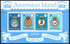 Ascension Sc# 137a MNH Souvenir Sheet 1970 Naval Coats of Arms