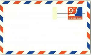 UXC10 Mint, 1971 Air Mail, Postal card, 9c Stylized Eagle