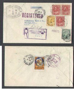 Canada-cover #3459 - 3c (3)+1c Admiral+2c Scroll registered to USA - Toronto,Ont