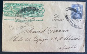 1899 Temoaya Mexico Wells Fargo Express Postal Stationery Cover To Mexico