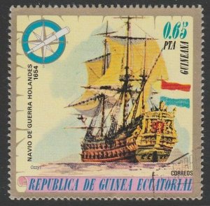 Equatorial Guinea 1975 Sc#75-167 65p Dutch Warship of 1654 UNUSED-VF-OG-LH.