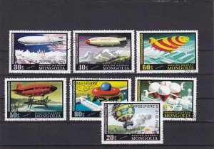 SA07c Mongolia 1977 Airmail - History of Airships and Balloons used stamps