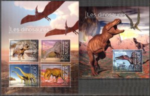 Niger 2013 Dinosaurs I Sheet + S/S MNH